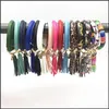 Braccialetti con ciondoli Bracciale da donna Fiore Pu Pelle Nappa Orologio da polso Portachiavi Bracciale con ciondoli Portachiavi Braccialetti Titolare per gioielli Ragazza Goccia Dh8Wu