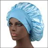 Bonnet/tête de mort casquettes femmes chapeau pour femmes solide Satin large bande bonnet de nuit fille élastique sommeil casquettes bain chapeaux femme Bonnet soins des cheveux Woma Dhrou