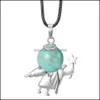 Pendant Necklaces 12Pcs Natural Stone Fairy Spirit Pendant Necklace Trends Dancer Angel Angle Wings Crystal Pendants Jewelry Chocker Dh8Kd