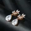 Boucles d'oreilles pendantes WEIMANJINGDIAN arrivée or blanc couleur plaqué poire coupe cubique zircone cristal CZ Zircon goutte pour les femmes mariée