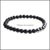 Beaded Strands Magnetic Bracelet Black Agate Male And Female Sexual Anxiety Relief Aura Cure Fashion Pop Drop Delivery 2021 Jewelry Dh16A