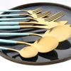 أدوات المائدة مجموعات Jankng Gold Cetlery مجموعة من الفولاذ المقاوم للصدأ أدوات مسطحات ذهبية شوكة ملعقة أدوات المطبخ الأسود