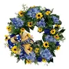 Couronnes De Fleurs Décoratives Guirlande Jaune Et Bleue 18 Pouces Guirlande De Tournesol Artificielle Printemps Eté Couronne De Tournesol Pour Porte D'entrée Maison Mur De Mariage T220905