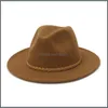Stingy Brim Hats Jazz Formal Hat Panama Cap Man Woman Felt Fedora Hats Winter Wide Brim Caps Men Women Trilby Chapeau Female Lady Fas Dhcgi