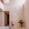 Lampes suspendues minimaliste appartement villa tournant escalier lustre restaurant bar el hall décoratif plafond nordique led