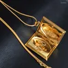 Chaînes Bijoux De Mode Pour Les Femmes En Acier Inoxydable Chaîne En Or Collier Rectangle Pendentif Belle Mémoire Cadre Cas Boîte De Prière