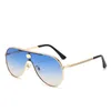 Dégradé bleu pilote homme lunettes de soleil mode tendance métal lunettes noir or crapaud miroir femmes hommes universel conduite plage polyvalent décontracté verre