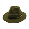 Stikte rand hoeden heren dames jazz top fedora hoed mode cap voor mannen vrouwen elegante wollen vilt hoeden vrouwelijke band brede platte carshop2006 dhitk