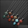 Pendant Necklaces Double Pendant Natural Stone Drops Charm Jewelry Diy Necklace Keychain Men And Women 12Pcs Drop Delive Dhseller2010 Dhuld