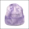 Beanie/Skull Caps Tie Dye skl Caps Beanie women Mented Beanies冬の温かい帽子屋外カジュアルキャップボーイズガールズFashi Lulubaby dhbww