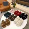 Designer Parijs Bont Slippers Vrouwen Furry Slipper pluizige Sandalen Logo Geborduurd Warm Winter Indoor Zachte Comfortabele Letter Ledies Zwart Wit Bourgondië Eur 35-40