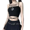 Canotte da donna IMCUTE Gothic Stampa da donna Bretella senza maniche Collo quadrato Slim Crop Top Sexy Halter Bottoming Shirt 2022 Girls Party