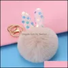 Key Rings Key Holder Sequins Fluffy Keyring Fur Ball Keychain Cute Pompom Keyrings Bag Charm Pendant Jewelry Fashion Access Mjfashion Dhrz7