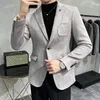 Men's Suits Yellow Suede Mens Blazers For Wedding Party Retro Elegant Leather Prom Gentleman Smoking Jackets Fashion Slim Fit