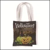 Gift Wrap Gift Wrap Pumpkin Canvas Bag Halloween Printing Single Shoder Hand Carry High Capacity Environment Protection Shop Bags Lit Dhjn6