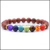 Brins de perles 7 Chakra Planet Bracelet de perles de pierres précieuses Hommes Mme Fusion Bracelet de diffusion d'huile de roche Perles de yoga Élastique Réglable Couleur D Dhnoi