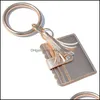 Key Rings O Key Ring Fashionable Leather Wristlet Keychain Printing Keyfob Bracelet Id Credit Card Holder Women Wallet Keyr Newdhbest Dhxkh