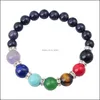 Perles Brins Joya Cadeau 14Sb1037-8Mm Bracelet De Perles De Quartz Rose Naturel 7 Chakra Gemme Cristal Guérison Reiki Femmes Dhseller2010 Dhkou