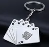 Metal Royal Flush Poker Spela Card Charms Key Ring Red Black Keychain Bag Hanging Fashion Jewelry