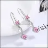 Charme S925 Timbre Sier Plaqué Cristal Charmes Rose Bleu Blanc Zircon Boucles D'oreilles Gland Crochet Type Femmes Bijoux De Mode Wedd Dhseller2010 Dhu2L