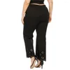 Pants Style XL-4XL Women Plus Size Soild Hollow Out Micro-Flare Straight Casual Trumpet Comfortable And Soft