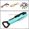 Openers Candy Color Bottle Openers Knife Mti Function Stainless Steel 4 In 1 Cork Screw Double Headed Corkscrew Handle Folding New 95 Dh6Ej