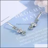 Charme S925 Timbre Sier Plaqué Cristal Charmes Rose Bleu Blanc Zircon Boucles D'oreilles Gland Crochet Type Femmes Bijoux De Mode Wedd Dhseller2010 Dhykx