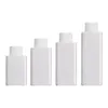 Pakken lege plastic witte fles platte schouder vierkant vorm huisdier wit schroef deksel met binnenstekker draagbare hervulbare cosmetische verpakking 60 ml 100 ml 120 ml 150 ml