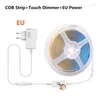 Remsor 12V COB LED -remsa upps￤ttning 1m 2m 3m 4m 5m 320 chips/m 3000K 4000K 6000K Dimble Kitchen Room Light Tape Power Adapter Touch Switch