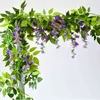 Faux Floral Greenery 2M Wisteria Kunstbloemen Wijnstok Krans Bruiloft Boog Decoratie Nep Planten Gebladerte Rotan Trailing Faux Bloemen Klimopmuur J220906