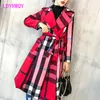 Women's Wool Blends Thickened autumn and winter women's lapels in the long simple color matching retro plaid coat temperament windbreaker 220907