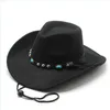 Stingy Brim Hats Western Cowboy Fedora Hat Women Men Fedoras Woman Man Felt Hats Mens Panama Jazz With Rope Wide Brim Cap Womens Fash Dhftg