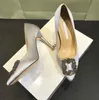 2022 scarpe con tacco alto da donna classiche scarpe a punta in raso con strass con fibbia pompe da donna in vera pelle scarpe da sposa da donna