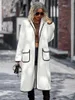 Женские куртки осенние зимние роскошное длинное пальто для женщин 2022 теплое мягкое мягкое мех плюшевая куртка с карманами женского пола.