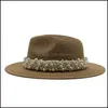 Chapeaux à bord avare Femmes Jazz St Hat Beach Sun Protection Cap Dames Perle Large Brim Caps Femme Filles Mode Voyage Chapeaux Printemps Été Dh4Hb