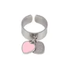 Designer Jewelry Ring Fashion Colorful Heart Rings Gold Stainless Steel Big Tag White Open Shell Ring for Women Girls Female Men Wedding Jewelry