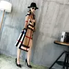 Women's Wool Blends Thickened autumn and winter women's lapels in the long simple color matching retro plaid coat temperament windbreaker 220907