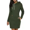 Casual Dresses Spring And Autumn Ladies KneeLength Hooded Warm Sweatshirt Long Sleeve Camp Collar Pocket Simple Sports 220906