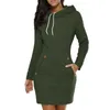 Casual Dresses Spring and Autumn Ladies Kneelength Hooded Warm Sweatshirt Långärmad läger Collar Pocket Simple Sports 220906