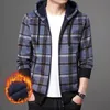 Vestes pour hommes Top Qualité Marque Mode Laine Épais Velours À Capuchon Casual Baseball Col Veste Plaid Cardigan Manteaux Vêtements 220907