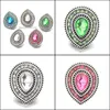 Diğer Snap Button Jewelry Bileşeni Rhinestone Waterdrop 18mm Metal Çıtçıt Düğmeleri Uygun Bilezik Bileklik Noosa N010 Drop de DHseller2010 DHGZ3