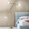 مصابيح الأرضية الحديثة البسيطة من الحديد الذهبي المصباح G9 مرنة لدراسة غرفة نوم غرفة المعيش