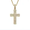 Collane con ciondolo Rock Cross Pendenti in ottone Mirco Pave Prong Setting CZ Men Gioielli Hip Hop CN341