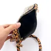 Party Favor Portable Leopard Printed PU Leather Key Ring Bracelet Wristlet Keychain Wallet Card Holder With Zipper Bags Bangle Keyring