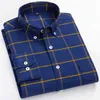 Men's Casual Shirts Men Casual 100% Cotton Oxford Plaid Striped Shirts Comfortable Long Sleeve Standard-Fit Button-Down Collar Farmer Fur tops Shirt L220907