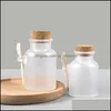 Storage Bottles Jars Scrub Bath Salt Abs Bottle Sealed Jar Wooden Spoon Soft Cork Storage Stopper Frosted Seal Refillable Mask 725 K Dhj40