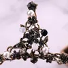 Kopfschmuck Barock Vintage Schwarz Kristall Perlen Perlen Braut Tiaras Krone Strass Diadem Festzug Kronen Braut Stirnband Hochzeit H LXH