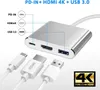 Hubs USB USB-C vers USB3.0 HDTV Type C 3 en 1, adaptateur haute vitesse, résolution 4K, prise en charge pour tablette MacBook