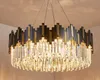 Lampadario a cristallo a LED rotondo 3 color Dimming Black Gold Cody Light Penderant for Living Hotel Lobby Lighting
