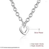 Pendant Necklaces 925 Sterling Silver 18 Inch Chain Two Heart For Women Wedding Engagement Jewelry Gift